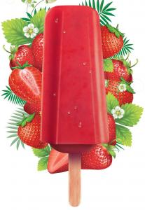 fruit lolly (ice cream, fruit ice, sorbet) all natural 4 x 70 ml-70 gr (raspberry, strawberry, passion fruit, apricot, pineapple, . . .
